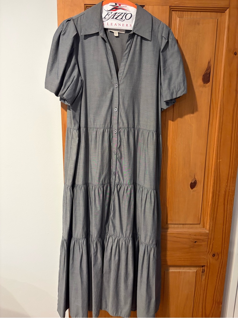 Brochu Walker Gray Button-Front Tiered Midi Dress